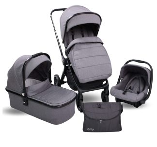 Kolica za bebe Only Alfa 3u1 Premium - Siva