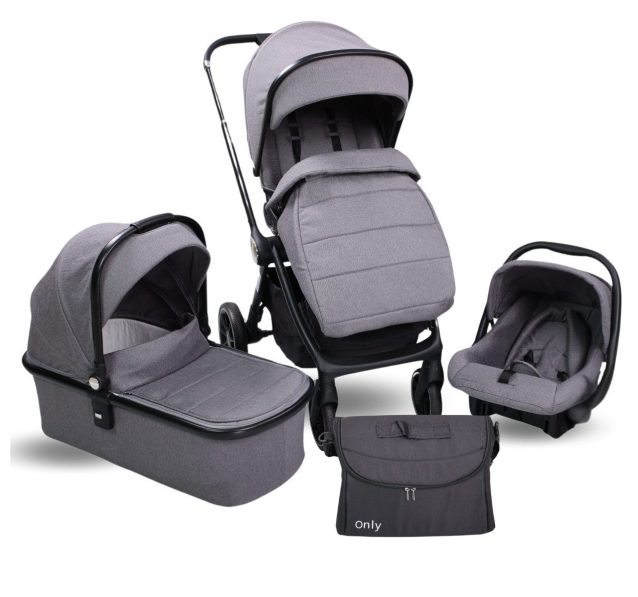 Kolica za bebe Only Alfa 3u1 Premium - Siva