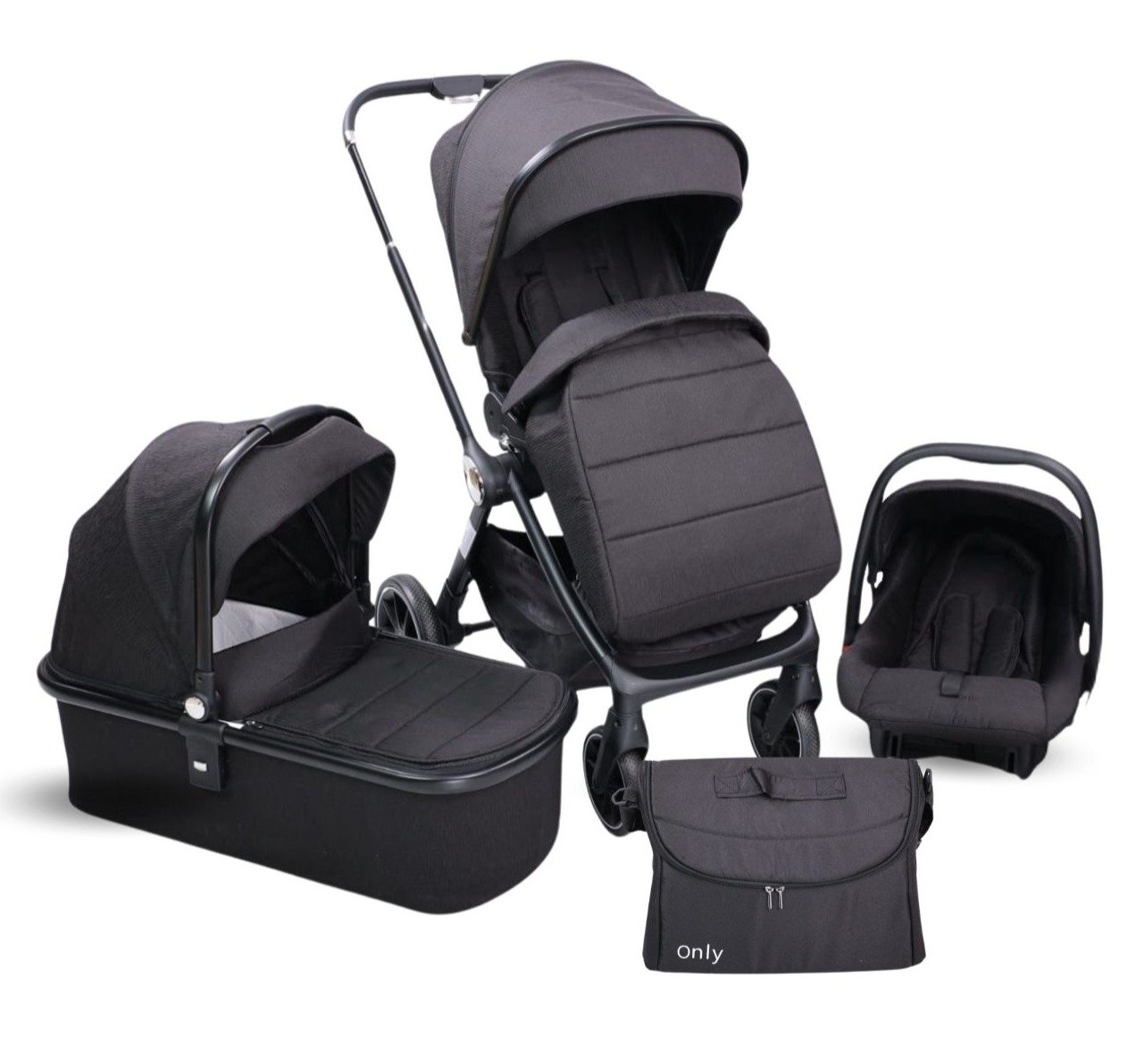 Kolica za bebe Only Alfa 3u1 Premium - Crna