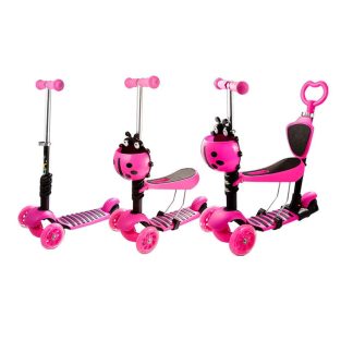 Trotinet 5u1 Scooter - Bubamara (sa svetlećim točkovima) - Roze