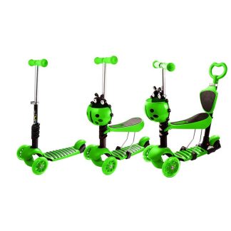 Trotinet 5u1 Scooter - Bubamara (sa svetlećim točkovima) - Zeleni
