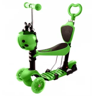 Trotinet 5u1 Scooter - Bubamara (sa svetlećim točkovima) - Zeleni