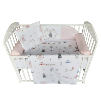 POSTELJINA KOMPLET-Retro mede roze