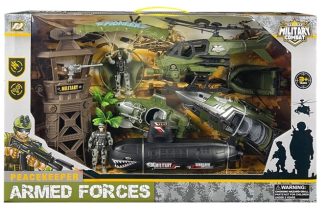 Vojni set - osmatračnica, helikopter, podmornica i vojnici