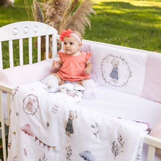 POSTELJINA KOMPLET-Retro mede roze