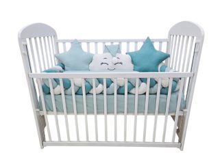 POSTELJINA komplet- trobojna pletenica mint