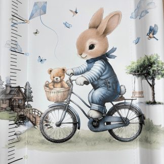 Deksi tvrda podloga za povijanje 78x50cm Zeka na biciklu plava