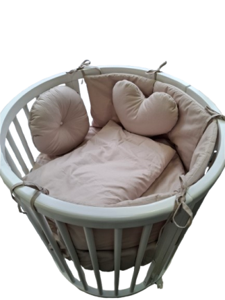 POSTELJINA komplet za okrugli krevetac BEŽ