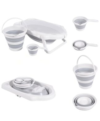 Cangaroo sklopivi set za kupanje (kadica, kantica, kofica i mrežica za kupanje) Hawai Grey