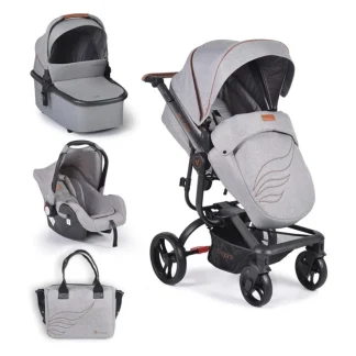 Cangaroo Ellada premium kolica za bebe 3 u 1 sa I-size auto sedištem - Grey