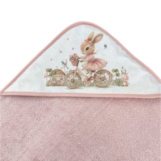 Peškir sa kapuljačom 100x100cm Zeka roze