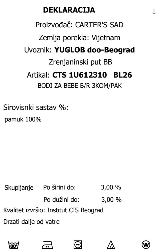 Carter's bodi za bebe dečake  BL261U612310