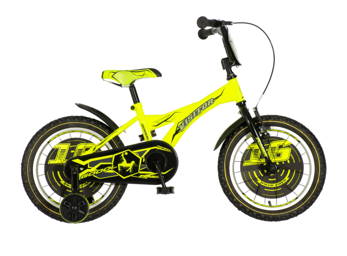 BICIKL KIDS VISITOR PLAYER 16" 9" V-BRAKE KONTRA 105-125CM (16") NEON ŽUTI UV