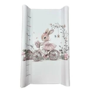 Deksi tvrda podloga za povijanje 78x50cm Zeka na biciklu roze